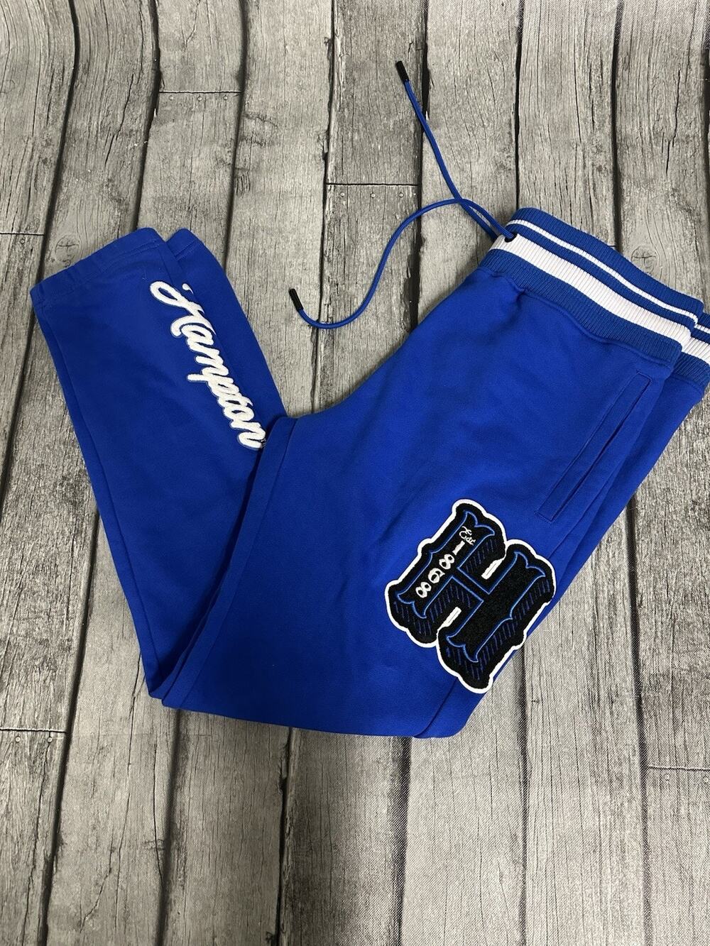 NWT Men’s Pro Standard Hampton Pirates Jogger Pants Blue Large Patches Pockets
